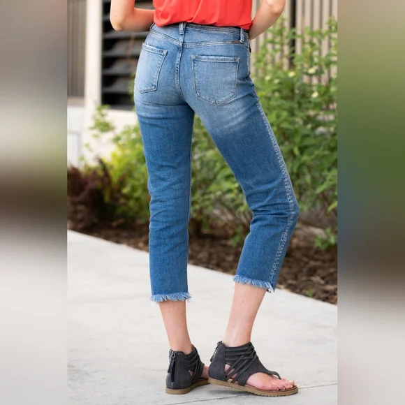 Kancan Alex High Rise Crop Straight Frayed Size 24 - Picture 2 of 8